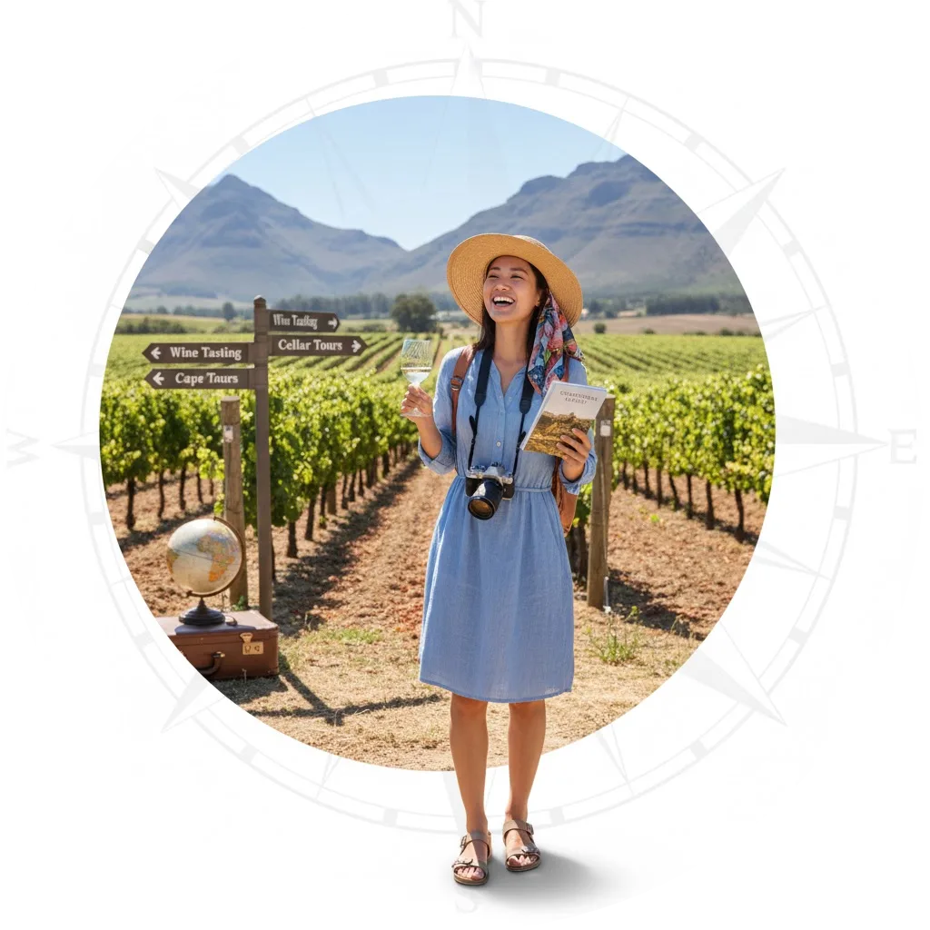 Traveller in a Stellenbosch vineyard